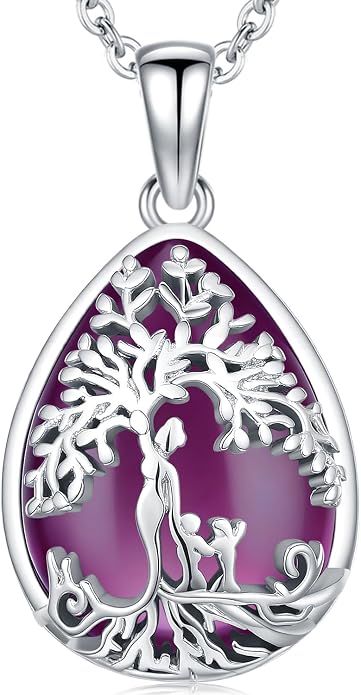 Tree of Life Necklace Family Teardrop/Heart Pendant Mother Jewelry Gifts for Women Grandma Wife Mom
