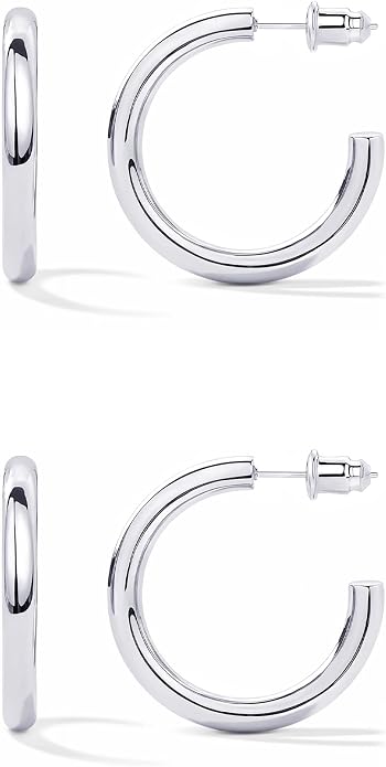 14K Gold-Plated, Lightweight, Open Hoop Earrings For Women