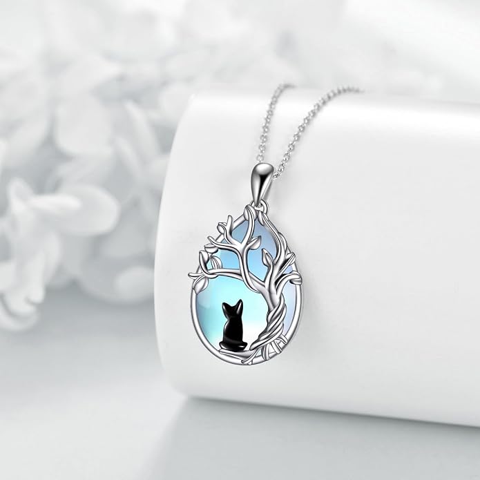 POPLYKE Sterling Silver Gemstone Teardrop Pendant Necklace Crystal Jewelry for Women