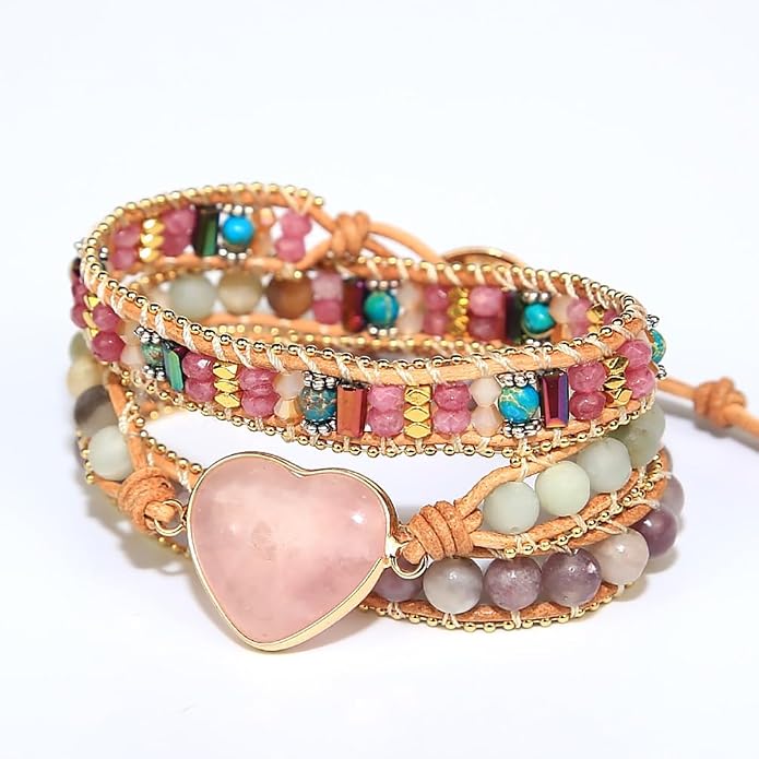 Women Wrap Bracelets Boho Natural Stone Jasper Turquoises Strand Bracelet Jewelry Collection