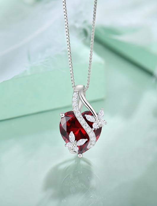 Butterfly Necklaces for Women Sterling Silver Infinity Heart Pendant Birthstone Jewelry Gift with 14k Yellow Gold/Rose Gold Plated