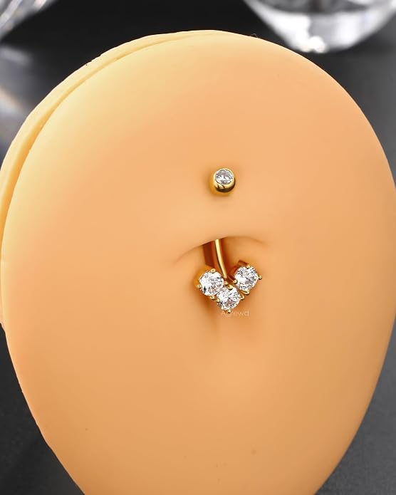 925 Sterling Silver Belly Button Rings 14G Heart Belly Navel Rings for Women Cute Navel Piercing Jewelry