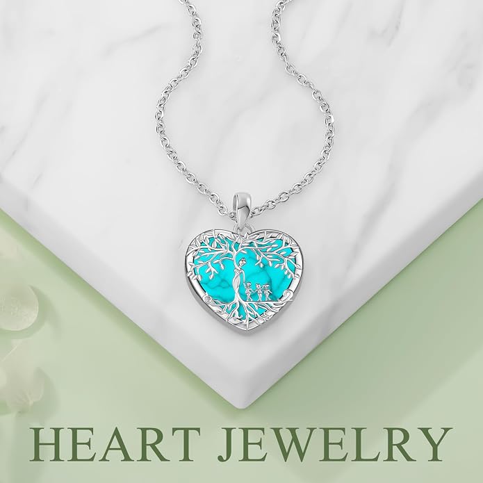 Odinstone Tree of Life Necklace, Sterling Silver Pendant for Women Family Tree Necklaces Jewelry for Mom/Wife/Grandma(With Fine Gift Box)