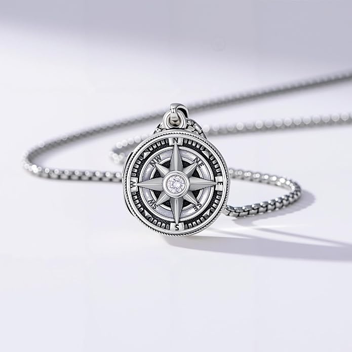 Compass Necklace for Women Graduation Gifts 925 Sterling Silver Celtic Knot Compass Pendant Graduation Jewelry Inspirational Travel Gifts for Women