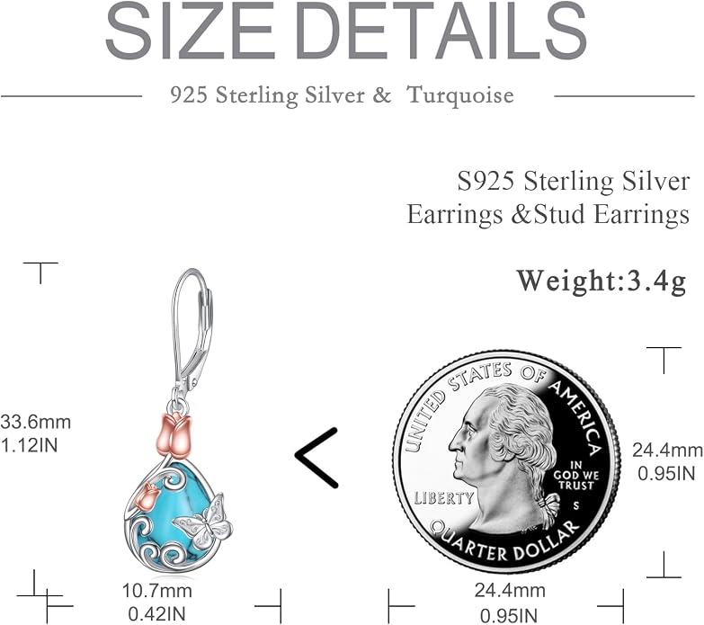 AOBOCO Teardrop Dangle Earrings for Women 925 Sterling Silver Moonstone Flower Filigree Leverback Jewelry Birthday