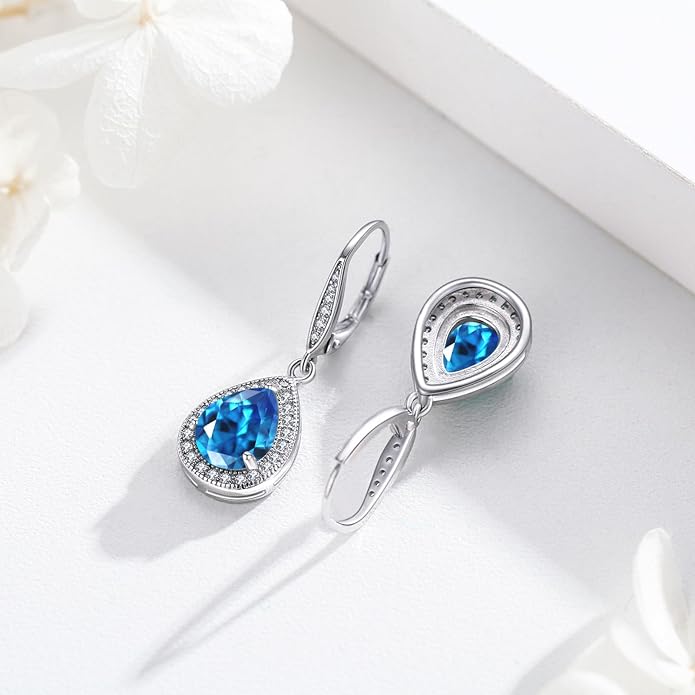 Trendy Dangle Earrings for Women Teen Girls Sterling Silver 12 Birthstone Earrings Minimalist Hypoallergenic Earrings for Sensitive Ears Jewelry Gifts