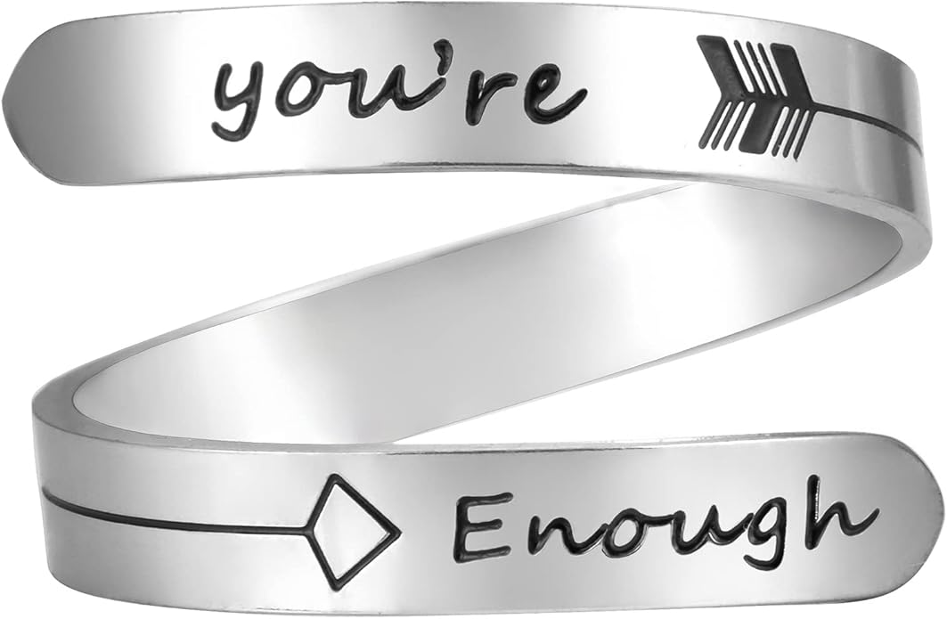Vrycot Adjustable silvery Inspirational Stainless Steel Adjustable Bands Cool Stacking Opening Gift for Women Statement