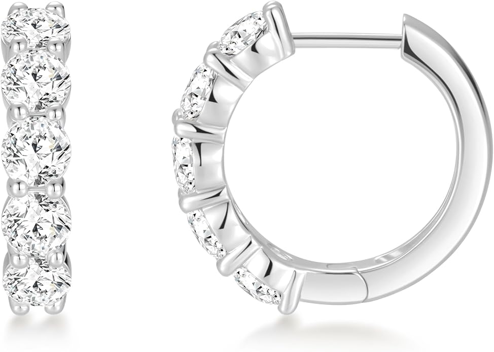 ASHINE 14K Gold Plated 925 Sterling Silver Post Pave Cubic Zirconia Hoop Cuff Huggie Earrings Jewelry for Women Girls