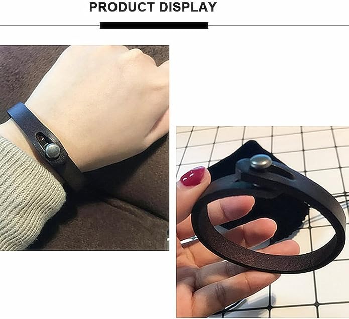Mens Genuine Leather Bracelet - Handmade Adjustable Leather Cuff Bracelet punk Style leather wrap Wristband for Men