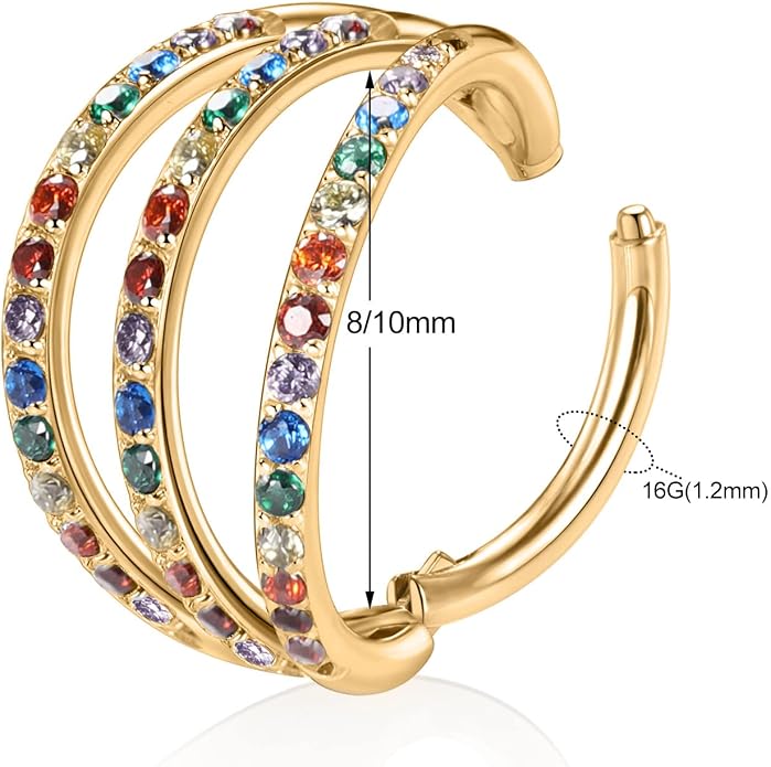 316L Surgical Steel Septum Clicker Ring Nose Ring Hoop Sleeper Hoop Earring Helix Rook Conch Cartilage Daith Tragus Earrings Lobe Nose Piercing Jewelry for Women