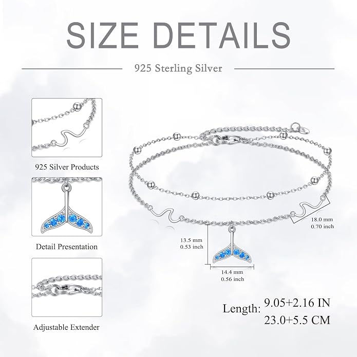 Heart/Starfish/Pineapple/Anchor/Sea Turtle/Butterfly/Celtic/Whale Tail bracelet Anklets for Women 925 Sterling Silver Anklets Jewelry for Women