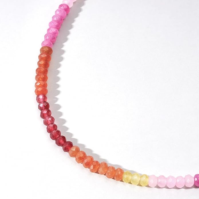 KELORIS PATH Beaded Necklace for Women, Colorful Gemstone Boho Bead Choker for Beach, Trendy Summer Natural Stone Jewelry Gifts