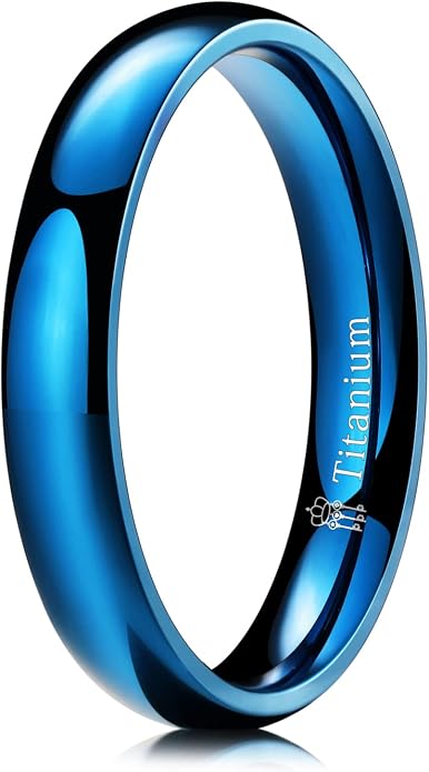 THREE KEYS JEWELRY 2mm 4mm 6mm 8mm Titanium Wedding Band for Men Women, Classic Domed & Step Edge High Polished Comfort Fit Anniversary Ring, Size 4-15