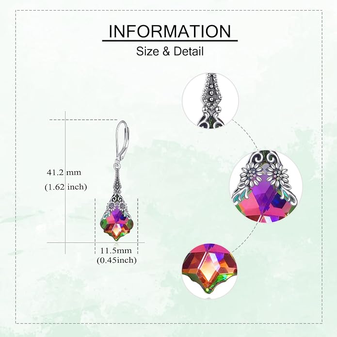 Silver Earrings for Women Sterling Silver Filigree Earrings Teardrop Dangle Drop Filigree Bohemia Jewelry Gift for Women Mother Mom
