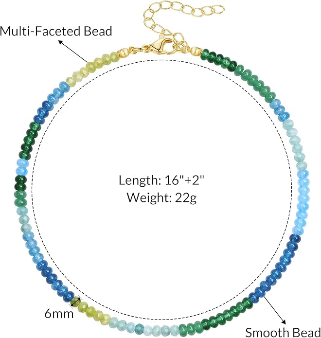 KELORIS PATH Beaded Necklace for Women, Colorful Gemstone Boho Bead Choker for Beach, Trendy Summer Natural Stone Jewelry Gifts