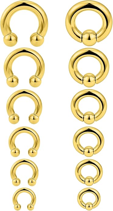 6G 8G 12G 14G 16G PA Ring Horseshoe CBR Circular Barbell 316L Surgical Steel Internally Threaded Pierced Body Jewelry for Women Inner Diameter:10mm 12mm 14mm 16mm