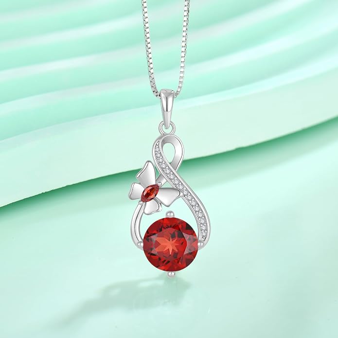 Butterfly Necklaces for Women 925 Sterling Silver Infinity Pendant Necklace Birthstone Jewelry Gifts for Her