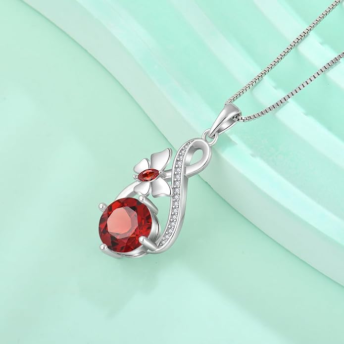 Butterfly Necklaces for Women 925 Sterling Silver Infinity Pendant Necklace Birthstone Jewelry Gifts for Her