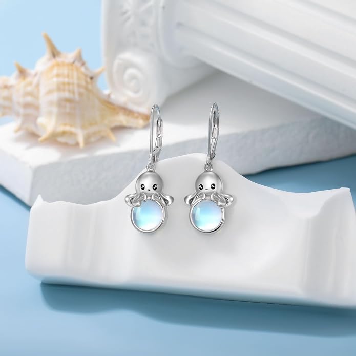 Dorunmo Moonstone Dangle Drop Earrings s925 Sterling Silver Leverback Earrings Filigree Moonstone Jewelry Birthday Gifts for Women