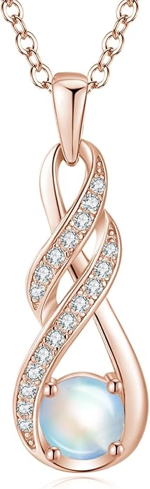 Birthstone Necklaces for Women 925 Sterling Silver Infinity Pendant Created Gemstone Jewelry for Her, 16"+2"