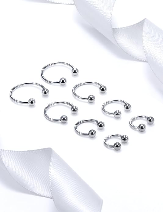 20G 18G 16G 14G 12G 8G 6G 4G 2G ASTM F136 Titanium Internal Thread Horseshoe Septum Ring Jewelry Circular Barbell Helix Snug Tragus Rook Daith Cartilage Earring Lip Ring Piercing Jewelry