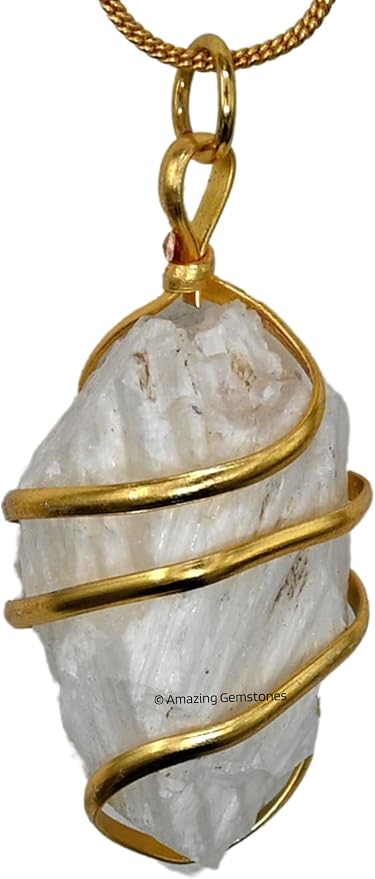 Amazing Gemstone Scolecite Crystal Necklace for Women - Premium Raw Healing Crystals for Gifts for Mom, Mothers, Teen Girls and Girlfriend