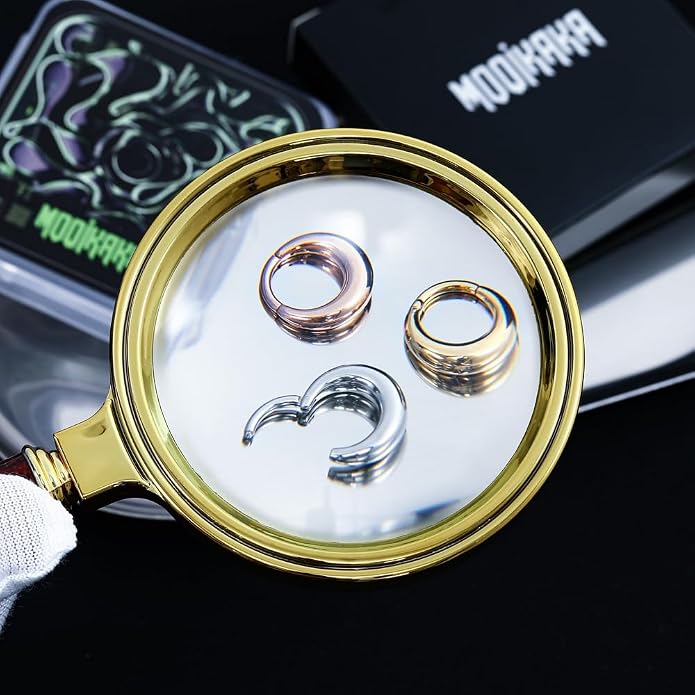 MOQIKAKA16G 8mm Septum Rings - Stainless Steel Segment Nose Rings for Women Men - Hinged Segment Nose Helix Cartilage Clicker Hoop Earrings for Daith Rook Tragus Piercing