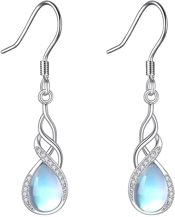 Larimar/Turquoise/Moonstone/Black Onyx/Abalone Shell Earrings for Women Sterling Silver Drop Earrings Jewelry Gift for Women