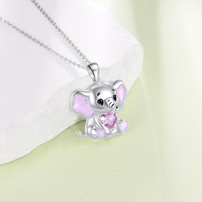 Bat/Cow/Cat/Bunny Necklace 925 Sterling Silver Heart Animal Pendant Necklace for Women
