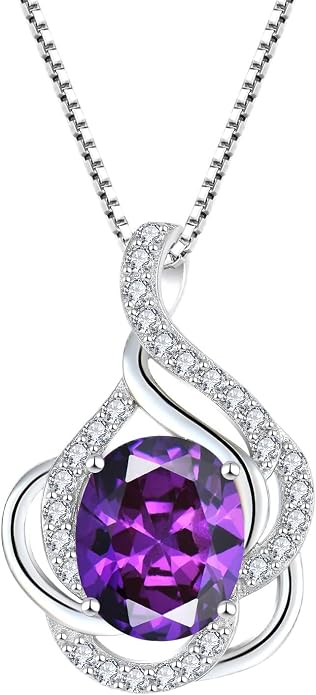 Birthstone Necklace for Women 925 Sterling Silver Pendant Necklaces Oval Cut Cubic Zirconia Necklace Jewelry