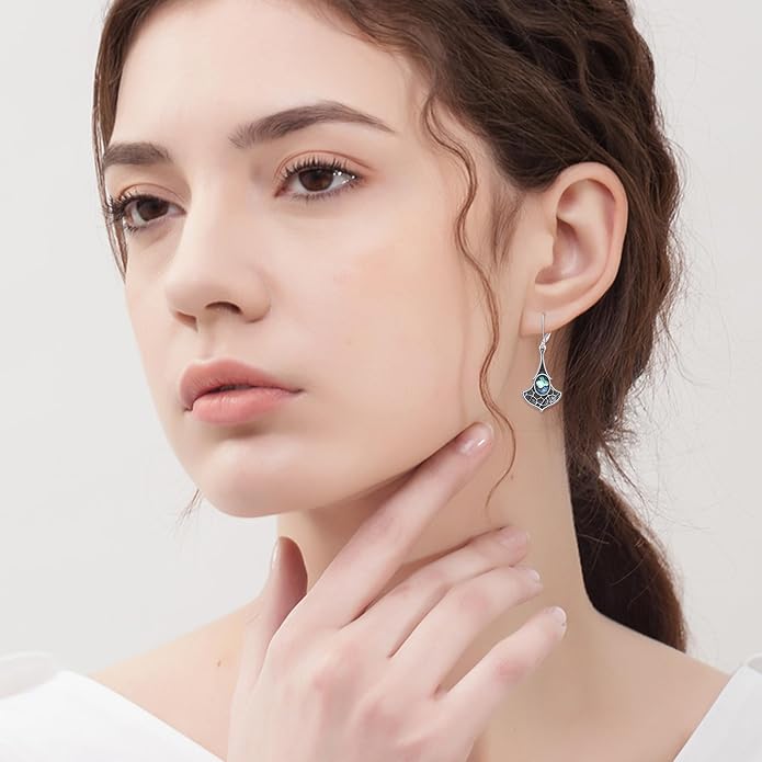 Abalone Shell Dangle Drop Earrings for Women 925 Sterling Silver Filigree Bohemian Earrings Jewelry Gift