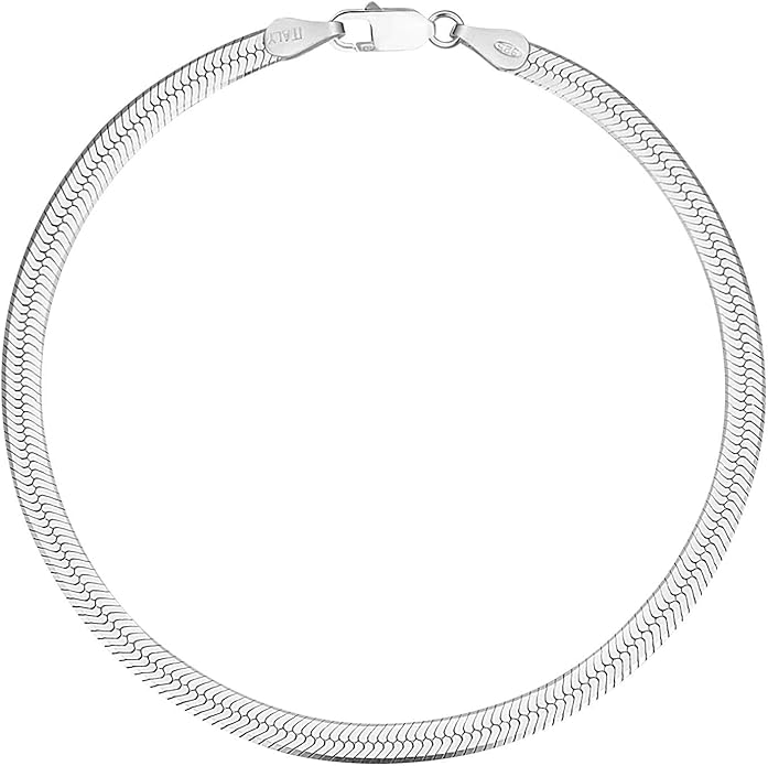 Savlano 925 Sterling Silver Solid Italian Figaro, Rope,Herringbone, Curb, Ball Bead, Snake, Mariner Chain Anklet for Women, Comes in 0.8mm - 5mm With Gift Box