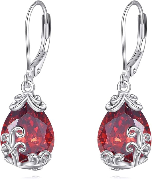 POPLYKE Celtic Filigree Teardrop Drop Dangle Earrings Sterling Silver Leverback Earrings Jewelry for Women