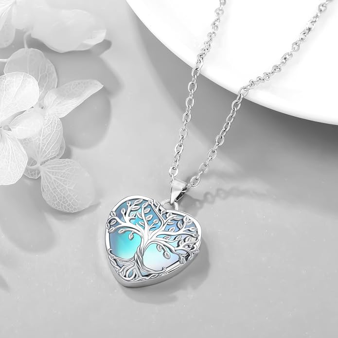 Tree of Life Necklace for Women Moonstone/Turquoise/Amethyst Pendant Boho Necklace Fine Jewelry Gifts for Wife Mom Grandmother
