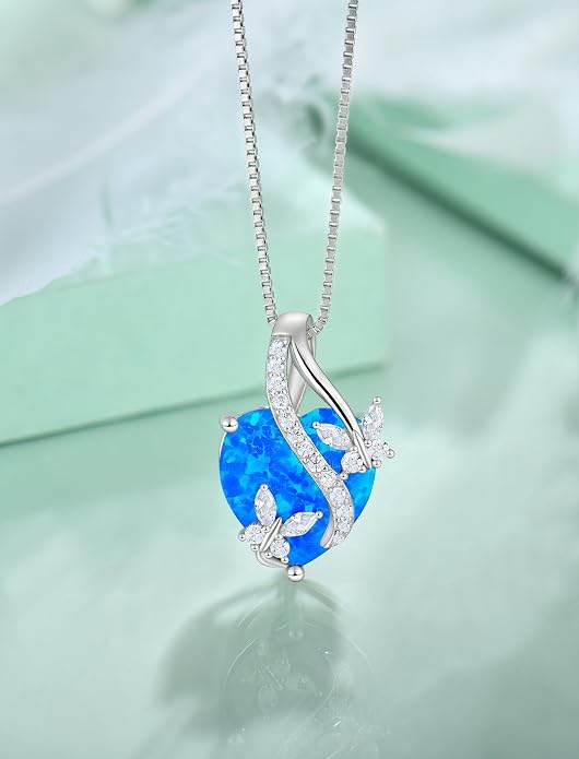 Butterfly Necklaces for Women Sterling Silver Infinity Heart Pendant Birthstone Jewelry Gift with 14k Yellow Gold/Rose Gold Plated