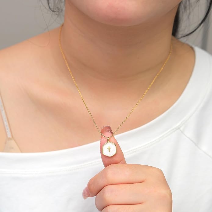 14K Gold Plated Paper Clip Chain Link Necklace Satellite Cross Key Starfish Turquoise Heart Necklace for Women
