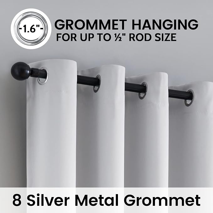 SimpleHome White 100% Blackout Curtains Room Darkening Living Room 63 Inch | Curtains for Bedroom,Thermal Insulated Grommet Window Drapes,Curtains for Living Room with Black Back,52 x 63 Inch,2 Panels