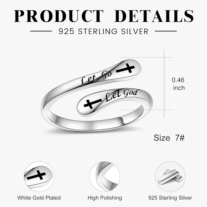 Fookduoduo 925 Sterling Silver Ring Inspirational Jewelry adjustable Wrap Open Rings for Women