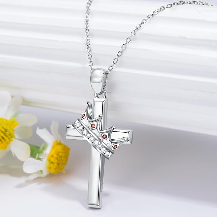 Cross Necklace for Women 925 Sterling Silver Crucifix Pendant Christian Cross Jewelry for Women Men