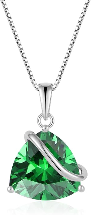 Birthstone Necklace for Women 925 Sterling Silver Triangle cut CZ Halo Pendant Necklaces Infinity Jewelry Gift for Birthday Christmas Mother's Day