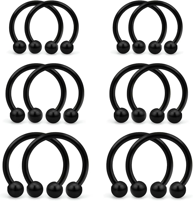 20G-00G Septum Rings Ear Gauges Earrings Stretching Kit 316L Surgical Steel Horseshoe Septum Pa Piercing Jewelry for Women 10mm 12mm 14mm 16mm