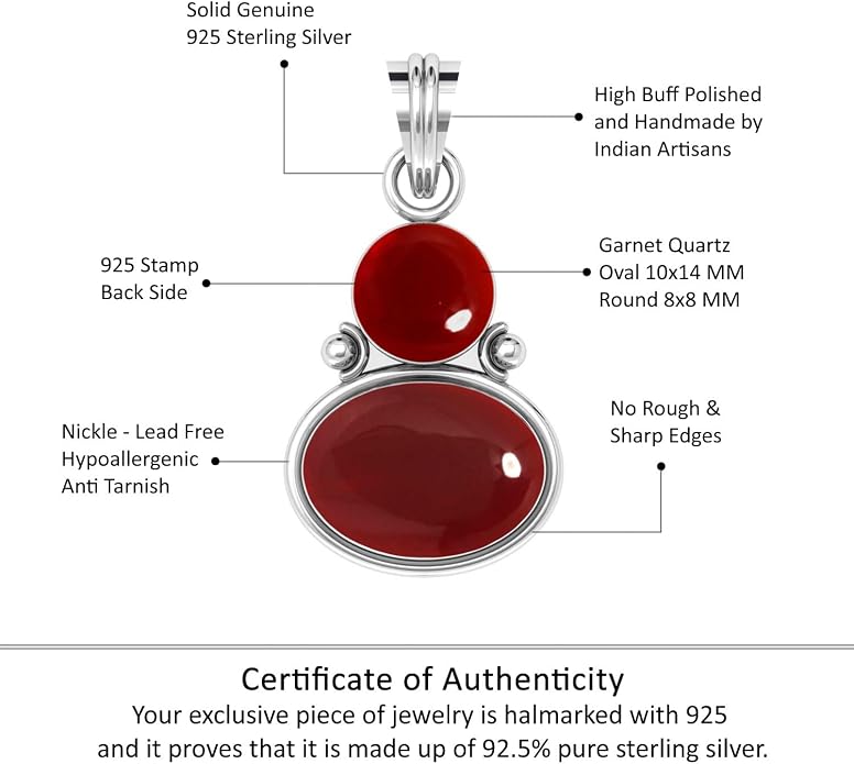 Handmade Genuine 925 Sterling Silver Pendant Necklace Natural Gemstone Crystal, Lapis, Onyx, Amber Oval Round Boho Jewelry For Women