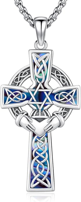 Celtic Cross Tree of Life Necklace for Women Sterling Silver Thor Hammer Tree of Life Pendant Irish Knot Cross Amulet Tree of Life Jewelry