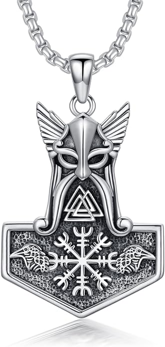 Thors Hammer Necklace 925 Sterling Silver Viking Mjolnir Pendant Mjolnir Jewelry for Men Women