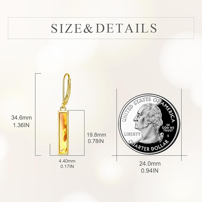 CRMAD Abalone Shell Bar Earrings for Women Sterling Silver Leverback Earrings Abalone Jewelry Gift