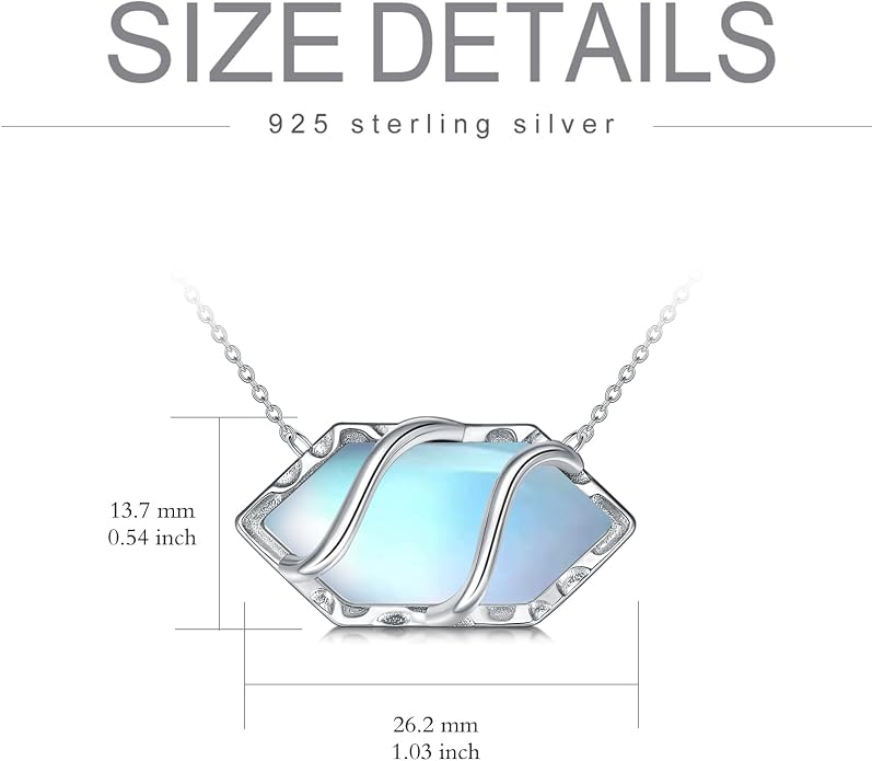 HPQQ Teardrop Necklace 925 Sterling Silver Filigree Gemstone Pendant Necklace Fine Jewelry Birthday Mother's Day Gifts for Women Her Mom
