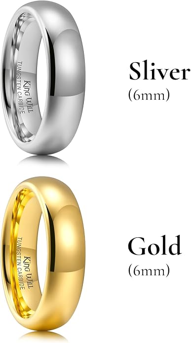 King Will Tungsten Carbide Wedding Band for Men Women Promise Rings for Couples Domed High Polish