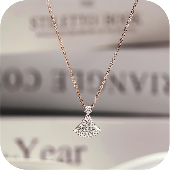 925 Sterling Silver Necklace for Women Trendy, Charming Layered Necklace with Cubic Zirconia Pendant for Her Womens Dainty Diamond Choker Necklaces Holiday Jewelry Gifts for Mom Wife Daughter Lover
