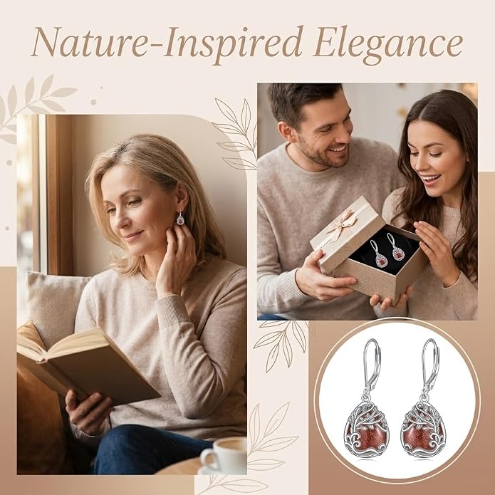 Teardrop Tree of Life/Filigree Earrings for Women Dangle Leverback Earrings Jewelry Gift Anniversary For Her