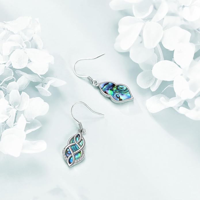 Abalone Shell Dangle Drop Earrings for Women 925 Sterling Silver Filigree Bohemian Earrings Jewelry Gift